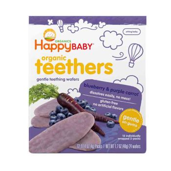 Happy Baby 有機牙仔餅-藍莓紫蘿蔔味0.14oz*12